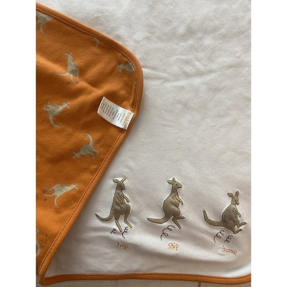 Gymboree Baby Blanket Kangaroo RARE Vintage 2000s Orange Knit 100% Cotton - Picture 4 of 13